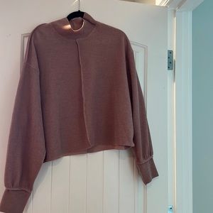 Urban Outfitters Pink High Neck Cropped Sweater with Raw Hem Size L
